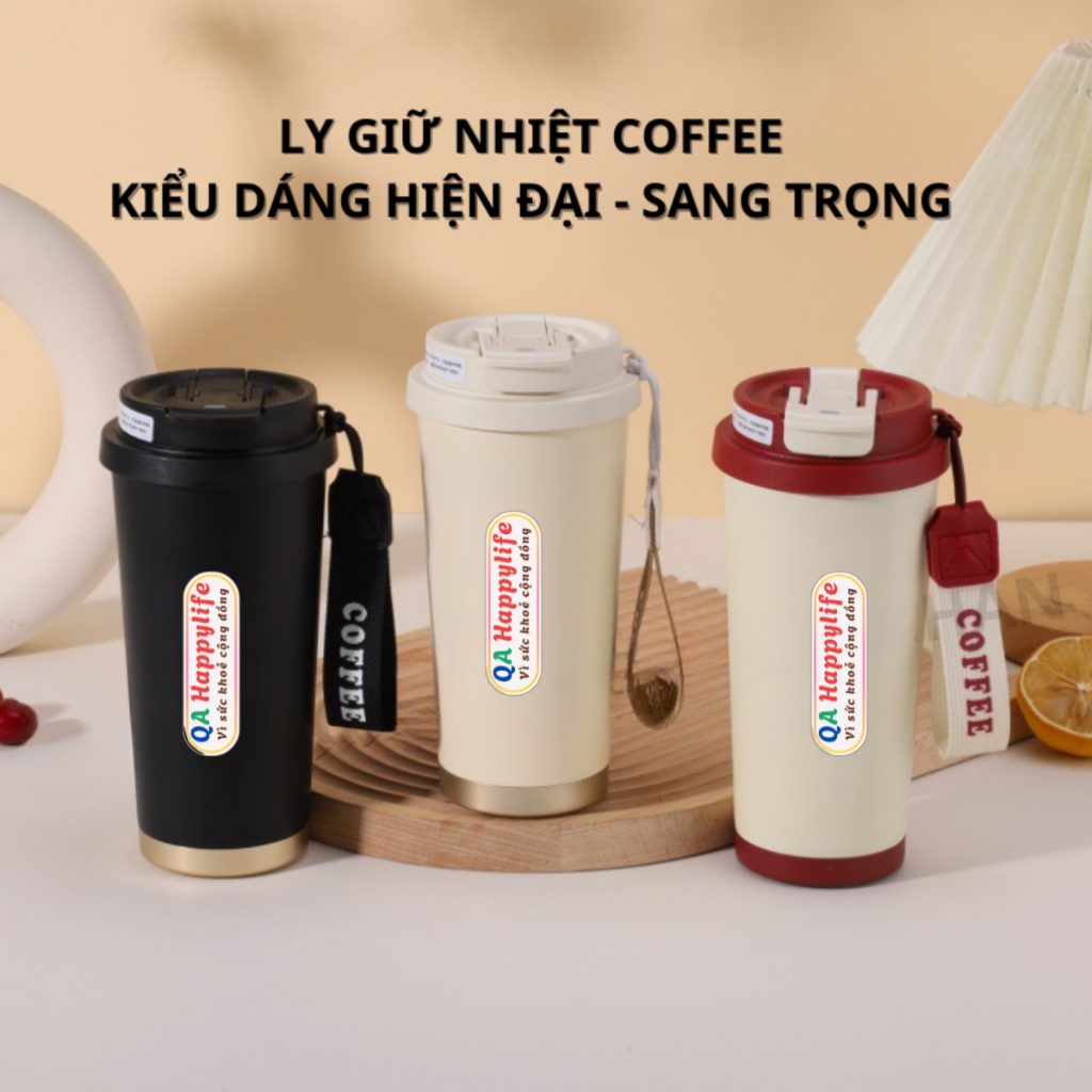 Cốc giữ nhiệt lót gốm liền mạch cách nhiệt,Thép không gỉ 316 QA Happylife giữ nhiệt 8-10h