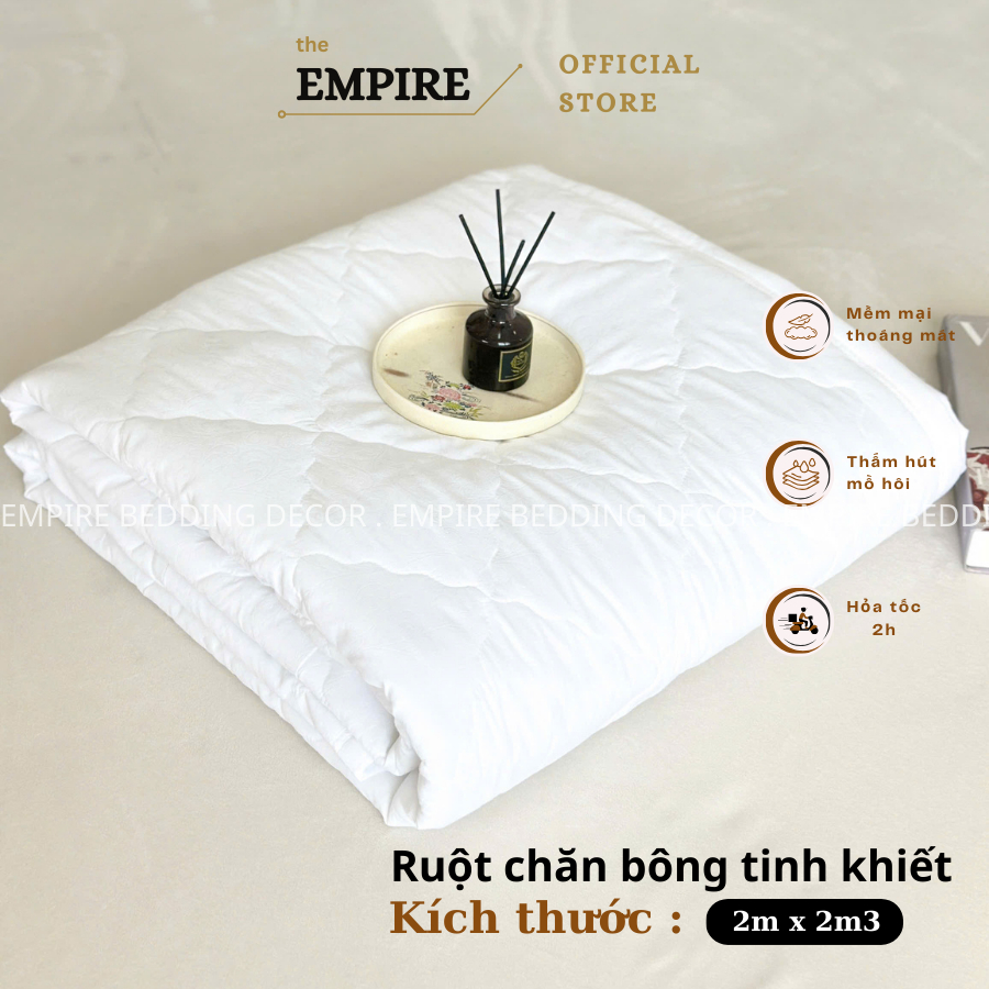 Ruột Chăn Bông Tinh Khiết Thoáng Mát Thấm Hút Tốt EMPIRE 2m x 2m3 Cao Cấp - EMPIRE | Bedding & Decor