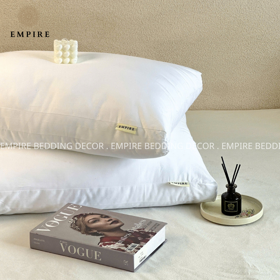 Ruột gối nằm lông vũ 50x70 cao cấp EMPIRE chuẩn khách sạn vỏ bọc cotton T600- Empire Bedding & Decor
