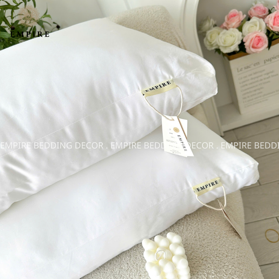 Ruột gối nằm lông vũ 50x70 cao cấp EMPIRE chuẩn khách sạn vỏ bọc cotton T600- Empire Bedding & Decor