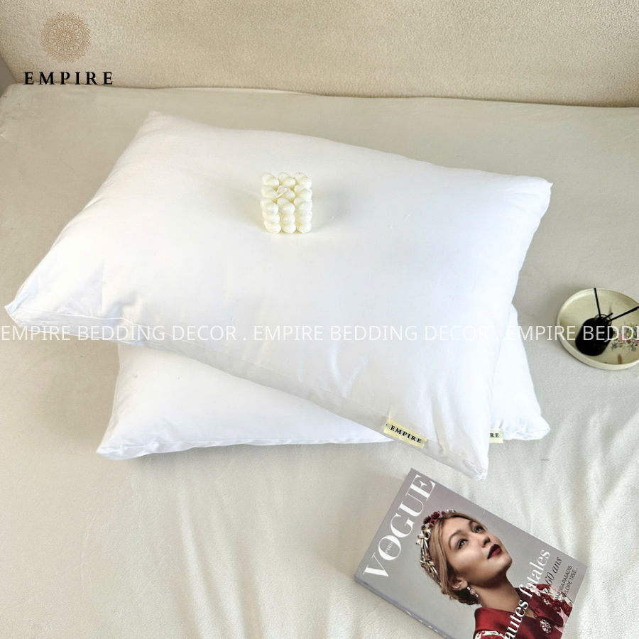 Ruột gối nằm lông vũ 50x70 cao cấp EMPIRE chuẩn khách sạn vỏ bọc cotton T600- Empire Bedding & Decor