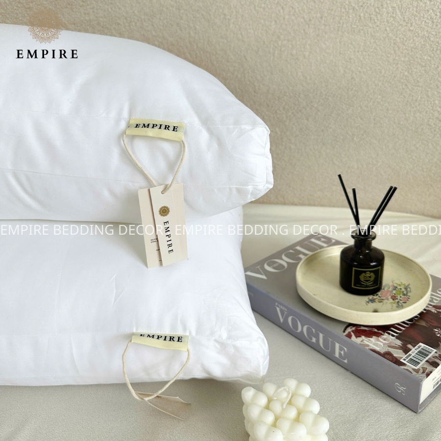 Ruột gối nằm lông vũ 50x70 cao cấp EMPIRE chuẩn khách sạn vỏ bọc cotton T600- Empire Bedding & Decor