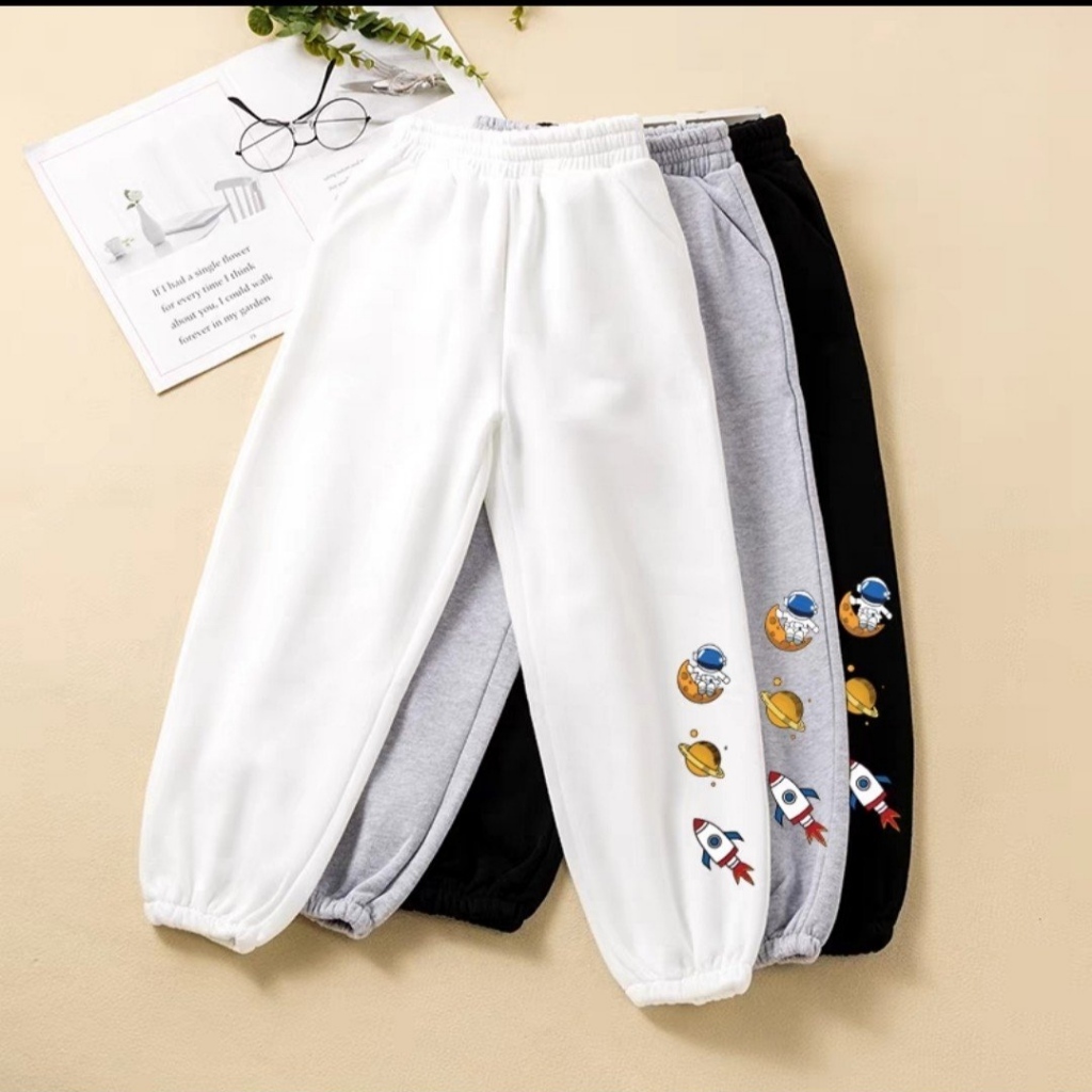 Quần jogger thể thao ulzzang bo ở gấu quần in hình vũ trụ 2 Màu Đen Trắng Chất Nỉ dày dặn mặc nhà đi chơi đều đẹp SSL