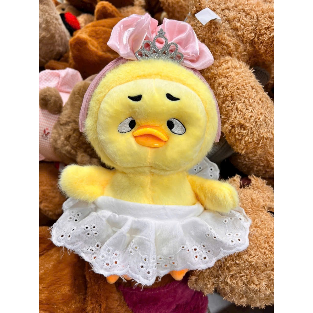 Gấu bông con vịt vàng mỏ hỗn dễ thương Thú nhồi bông vịt mặc trang phục cute