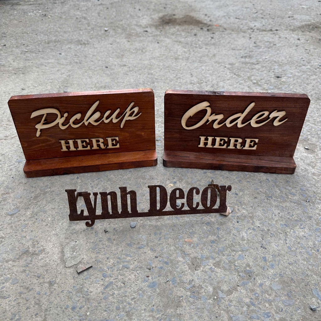 Bảng gỗ Order Here,Gọi món tại đây. Miễn Phí Logo Tên Quán