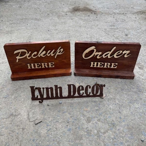 Bảng gỗ Order Here,Gọi món tại đây. Miễn Phí Logo Tên Quán