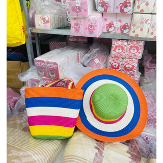 Set Túi Xách + Mũ Cõi Cầu Vồng Đi Biển, Phong Cách Trẻ Trung Năng Động Chào Ngày Hè Rực Rỡ - Kho Sỉ Gia Dụng Alulu