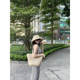 Set Mũ + Túi Đi Biển Hoa Trà Phong Cách Sang Trọng , Thời Trang Xuân Hè Du Lịch 2025 - Kho Sỉ Gia Dụng Alulu