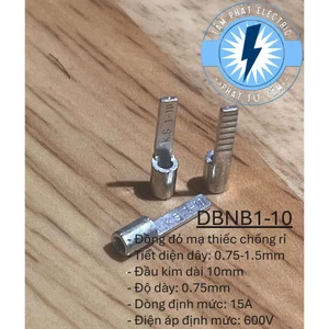 Đầu Cosse pin trần DBNB1-10 KST | Cos đặc dây 0.75-1.5mm², đầu cos điện mạ thiếc, cos công nghiệp