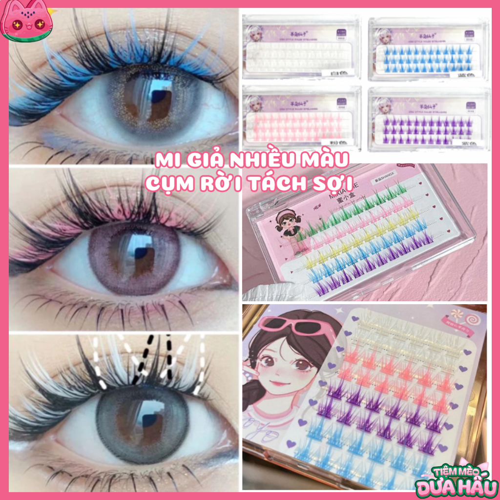 Hộp Lông Mi Giả Sợi Màu Cụm Rời HotHit Chuyên Trang Điểm Makeup Anime ...