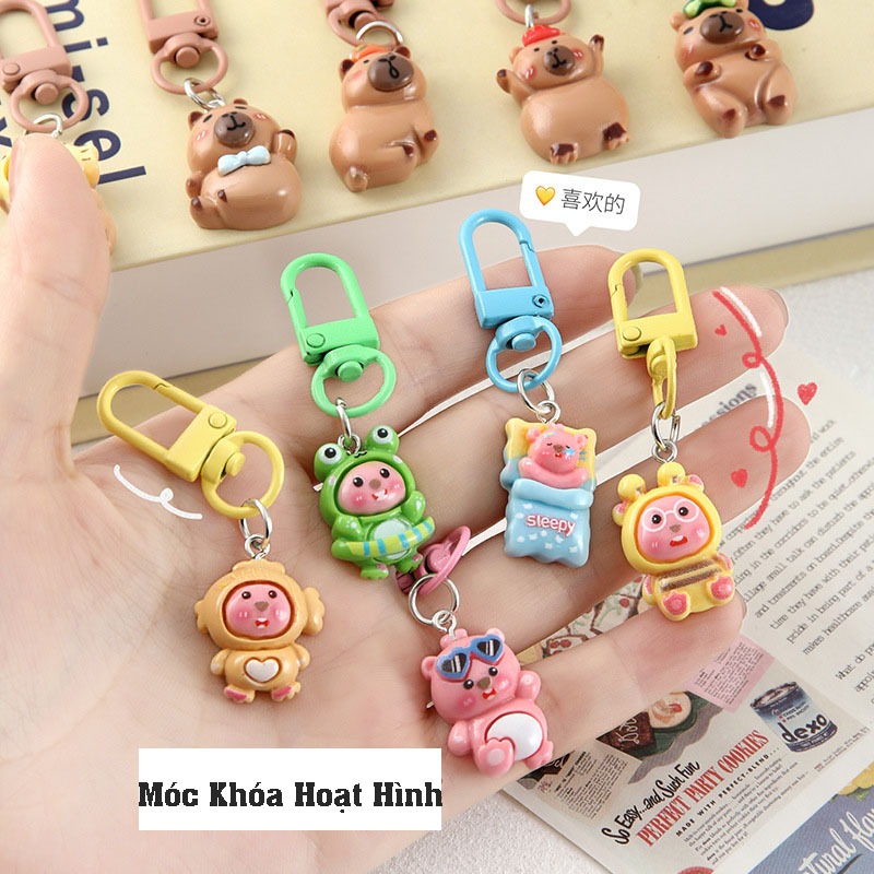 Hoạt Hình Dễ Thương Capybara Hải Lý Móc Khóa Xe Ba Lô Phụ Kiện Trang Trí Quà Tặng Nhỏ