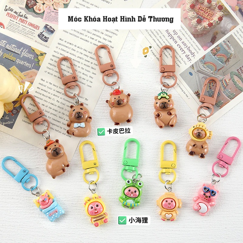 Hoạt Hình Dễ Thương Capybara Hải Lý Móc Khóa Xe Ba Lô Phụ Kiện Trang Trí Quà Tặng Nhỏ