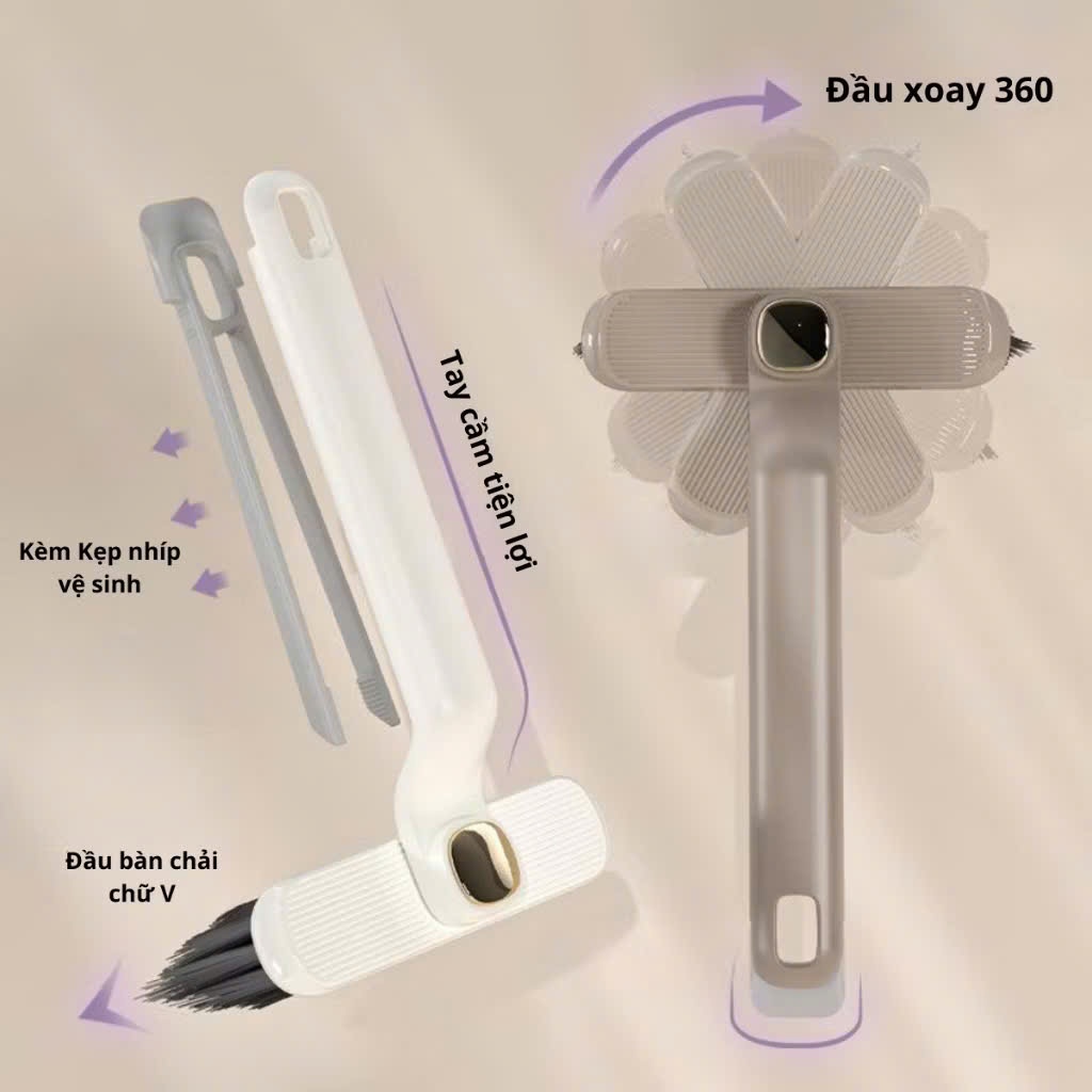 BÀN CHẢI CỌ KHE HỞ ĐA NĂNG – Chổi Xoay 360 Kèm Nhíp Gắp Tóc,Cọ Sàn Đánh Bay Bụi Bẩn Trong Nhà Tắm, Nhà Bếp