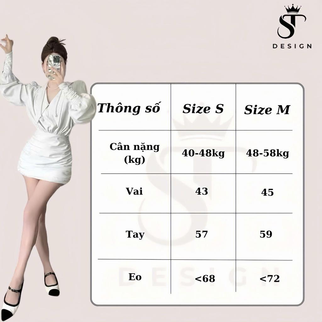 Set váy sơ mi dài tay  cổ sen chân váy xếp ly nhún eo di tiệc - Hàng thiết kế - ST DESIGN