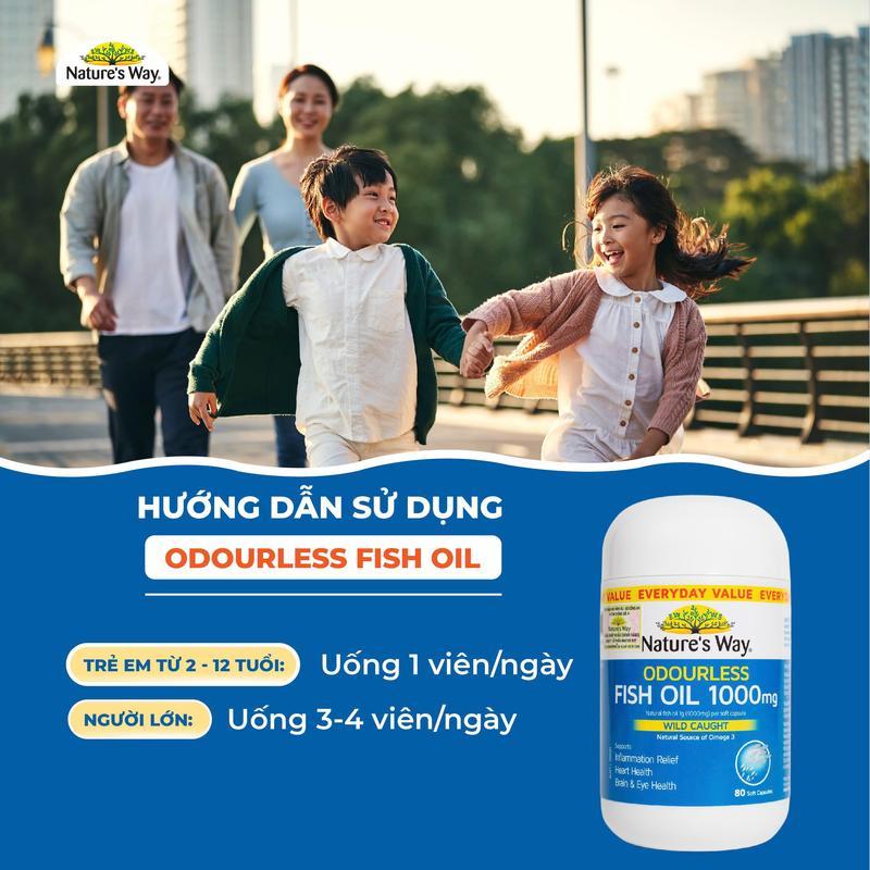 Ảnh Viên Uống Dầu Cá Nature’s Way Odourless Fish Oil 1000mg Hỗ Trợ Tốt Cho Mắt Và Não Không Mùi Hộp 80 viên/ 200 Viên 2