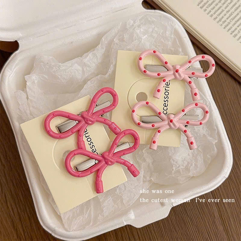Nơ kẹp tóc hồng dễ thương phong cách Hàn Quốc, Kẹp mái cute cho nữ KM076
