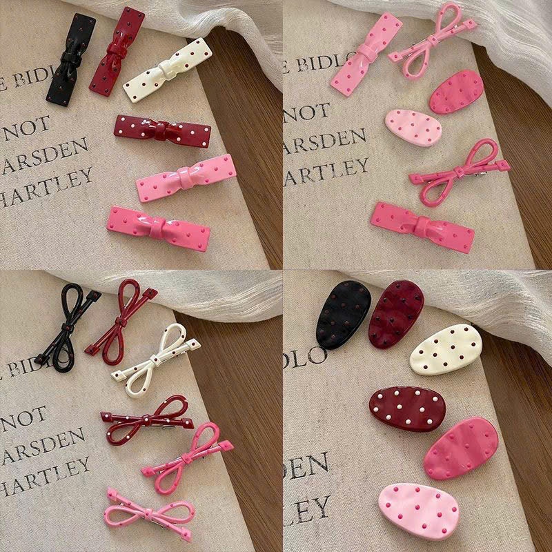 Nơ kẹp tóc hồng dễ thương phong cách Hàn Quốc, Kẹp mái cute cho nữ KM076