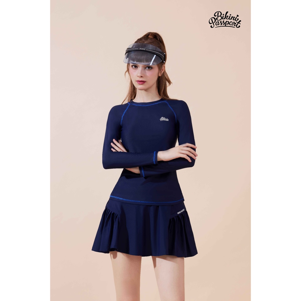Ảnh Áo bơi LẺ Nữ BIKINI PASSPORT kiểu tay dài basic có logo - màu Xanh Navy - BS1004_NV 2