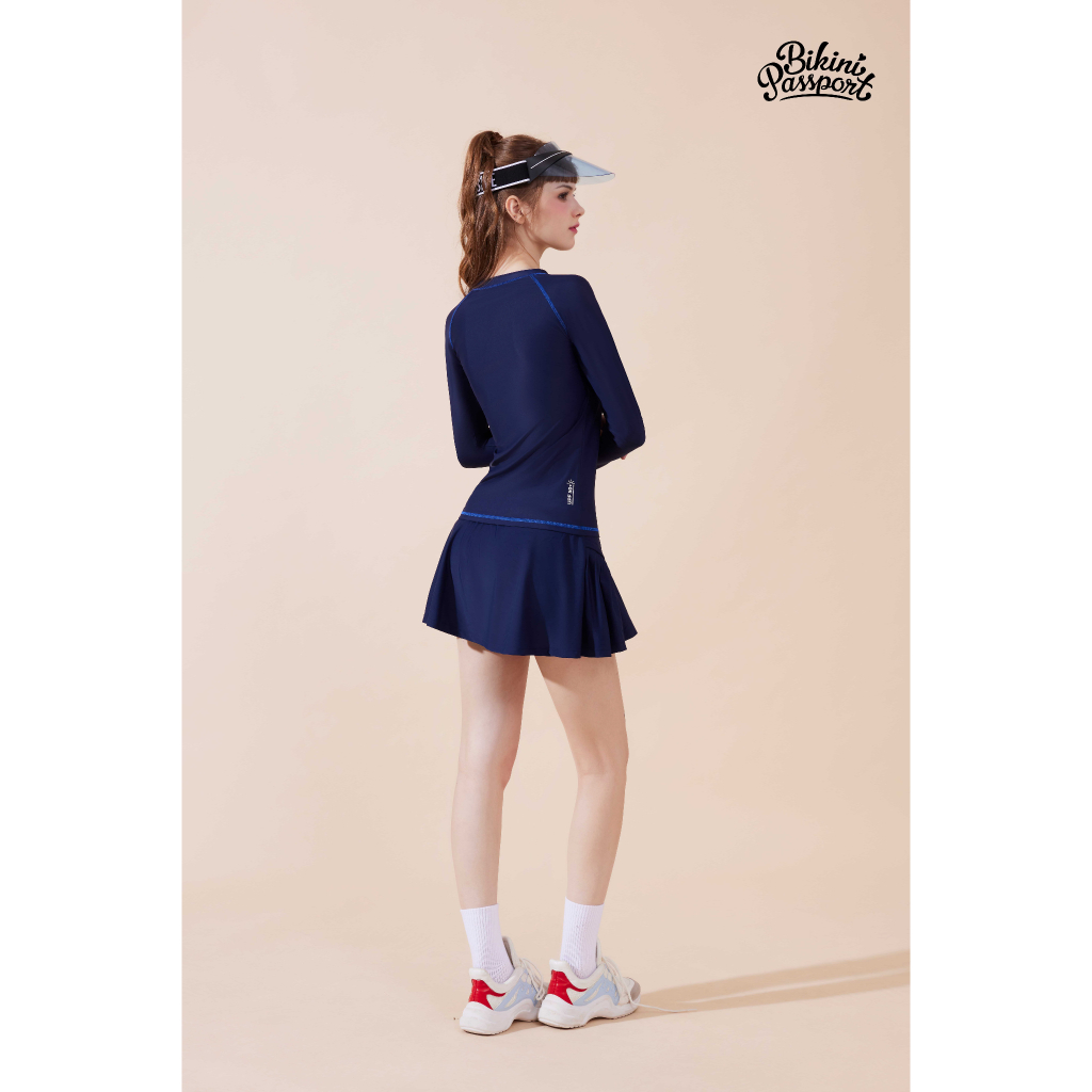 Ảnh Áo bơi LẺ Nữ BIKINI PASSPORT kiểu tay dài basic có logo - màu Xanh Navy - BS1004_NV 3
