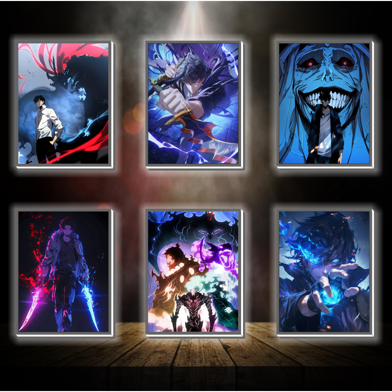 Tranh đèn led 3D đổi màu Solo Leveling - Tranh đèn led 3D ANIME trang trí bàn làm việc, đèn ngủ