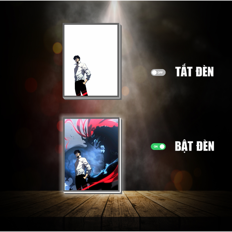 Tranh đèn led 3D đổi màu Solo Leveling - Tranh đèn led 3D ANIME trang trí bàn làm việc, đèn ngủ