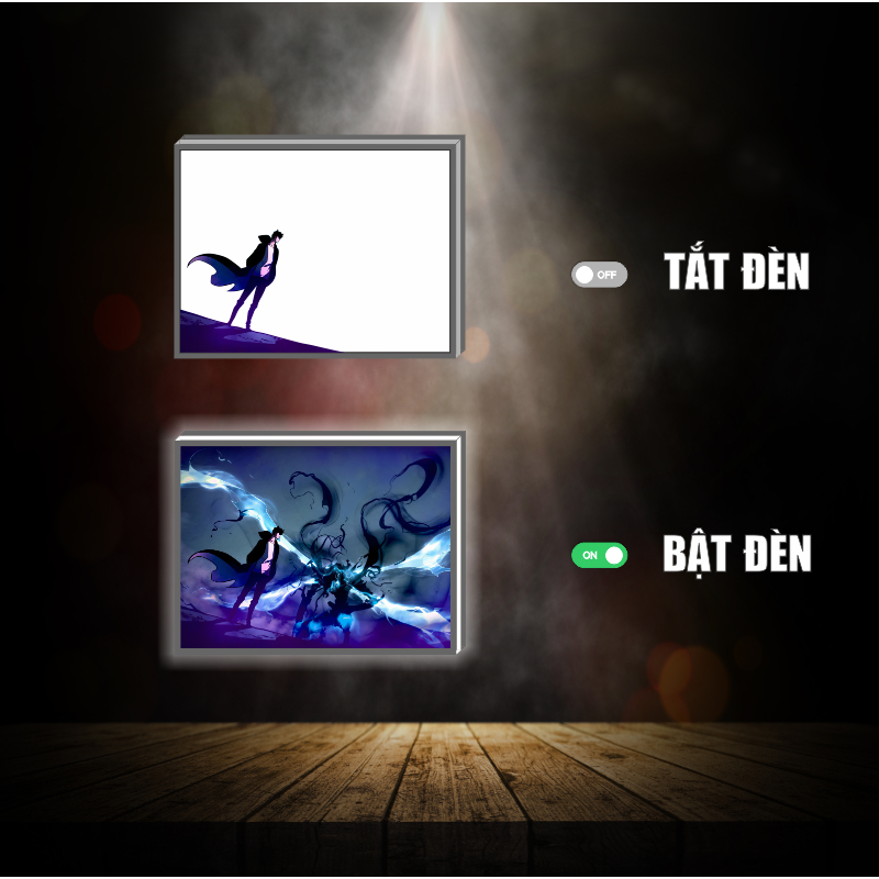 Tranh đèn led 3D đổi màu Solo Leveling - Tranh đèn led 3D ANIME trang trí bàn làm việc, đèn ngủ
