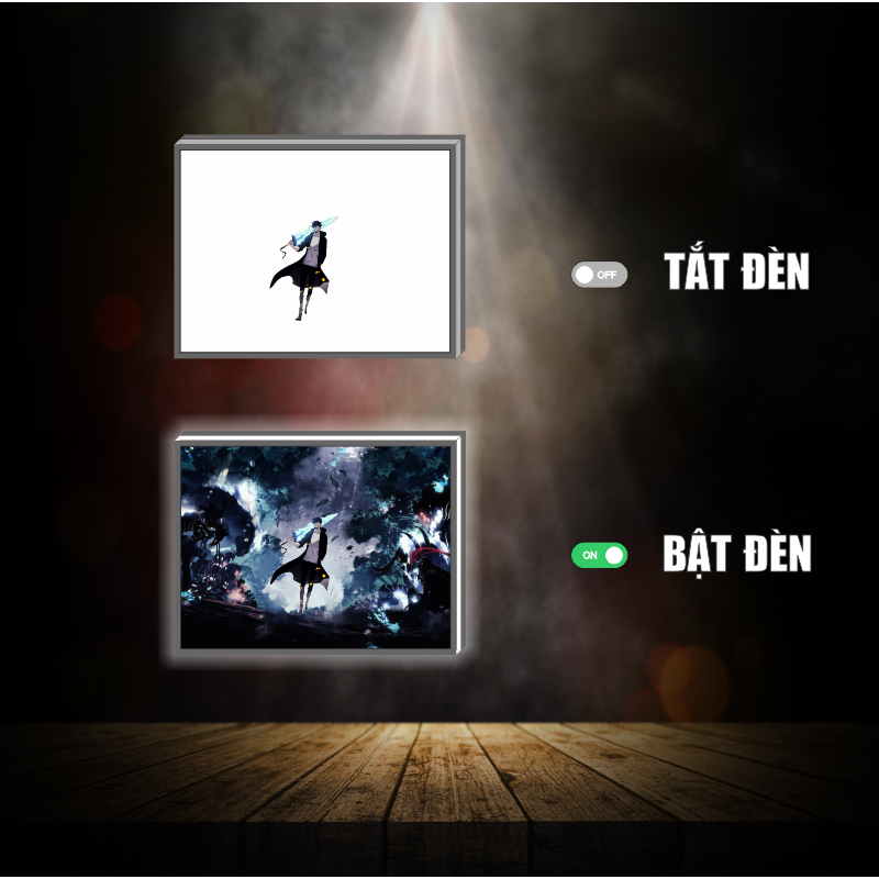 Tranh đèn led 3D đổi màu Solo Leveling - Tranh đèn led 3D ANIME trang trí bàn làm việc, đèn ngủ
