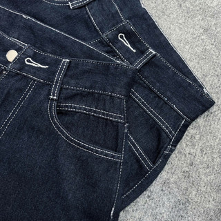 Quần Jean Bigsize Nữ Viền Chỉ Trắng Dáng Ống Suông Rộng Sành Điệu Cho Nàng Chubby 50-95kg Q533