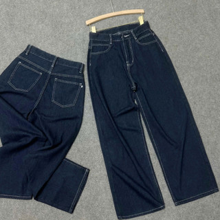 Quần Jean Bigsize Nữ Viền Chỉ Trắng Dáng Ống Suông Rộng Sành Điệu Cho Nàng Chubby 50-95kg Q533