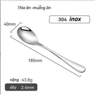 Inox 304 Thìa Cơm Giot Nước  Muỗng Lớn Size 18.5cm Dày Đẹp Bền Thìa ăn Phở cháo Bún