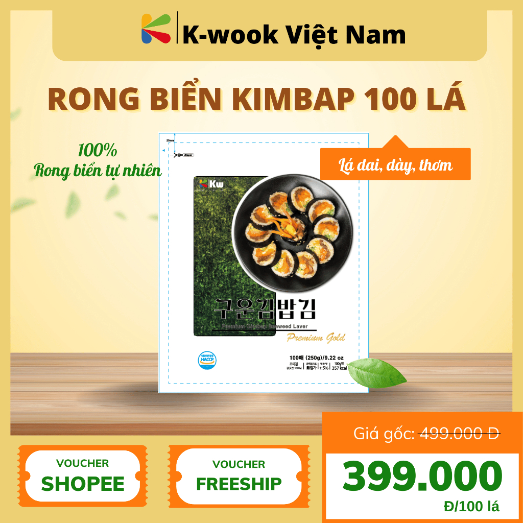 Rong biển Kimbap 100 Lá Thương hiệu Kwook 250g | Shopee Việt Nam