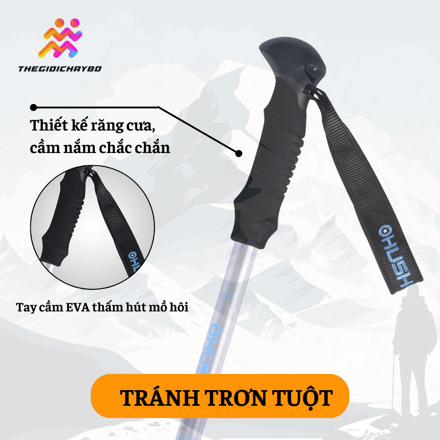 [ Vest tặng gậy ] Gậy Leo Núi Trekking Husky Scarf