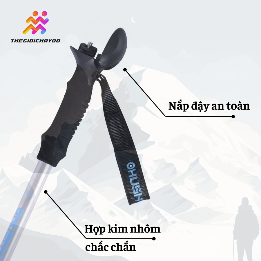 [ Vest tặng gậy ] Gậy Leo Núi Trekking Husky Scarf