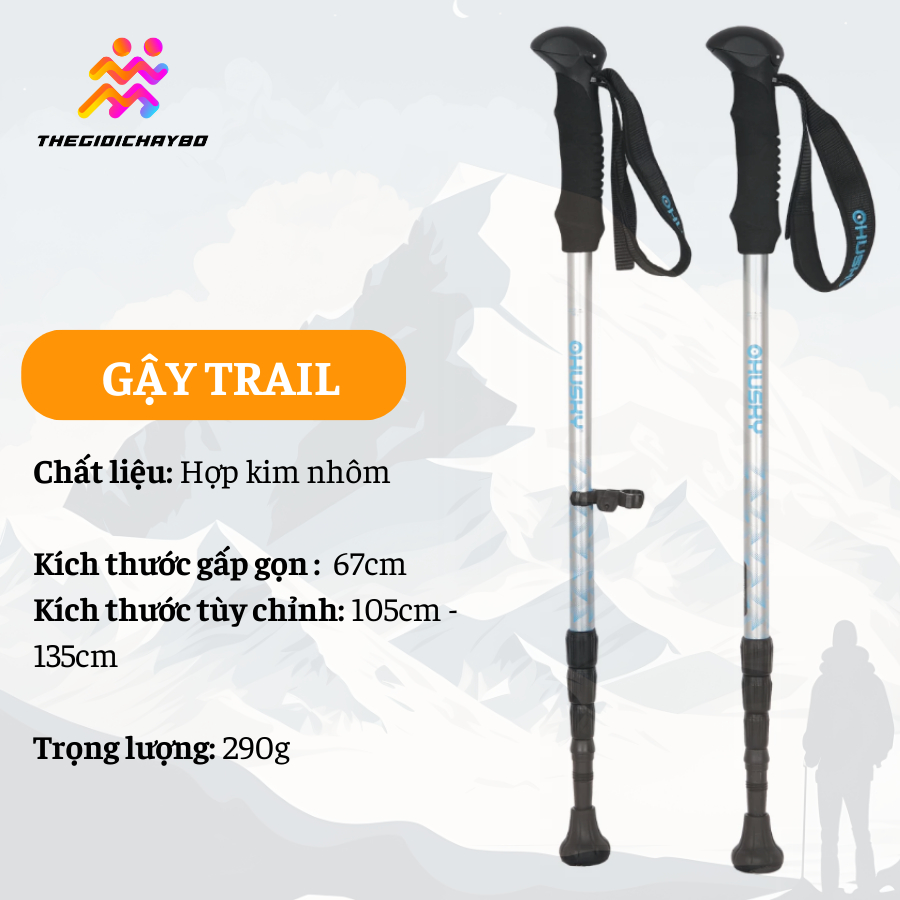 [ Vest tặng gậy ] Gậy Leo Núi Trekking Husky Scarf