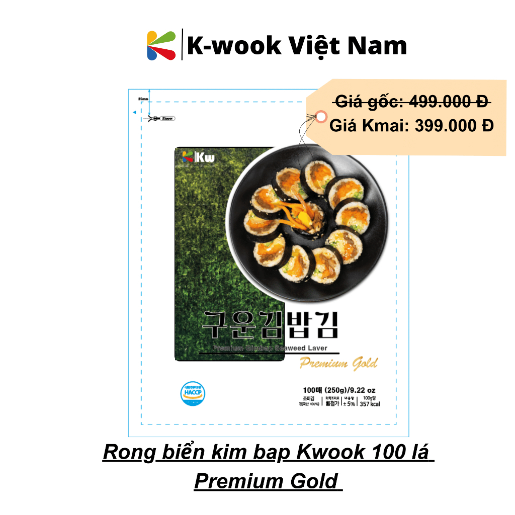 Rong biển cuộn cơm 100 lá Kwook Cao cấp Premium Gold 250g | Shopee Việt Nam