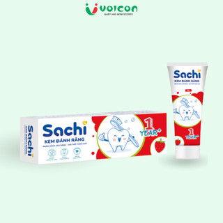 Kem Đánh Răng Cho Bé Sachi Nuốt Được Chiết Xuất Cúc La Mã Mộc Lan Lô Hội Ngừa Sâu Răng Tuýp 60g