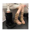 Giày Bốt Sandal Mũi Kẹp Cao Cổ Chất Da PU Kèm Đai Thời Trang 2025