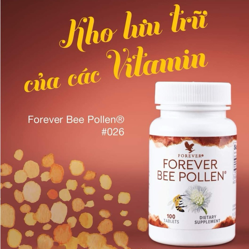 Viên phấn ong #026Flp Lô Hội. Forever Bee Pollen. Hỗ trợ nội tiết, tăng đề kháng. Lọ 100 viên