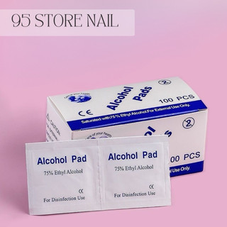bông tẩm cồn nail , hộp 100 miếng cồn dùng lau móng , làm dụng cụ nailbox