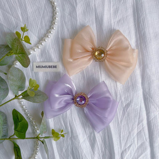 [KN04] Kẹp Tóc Handmade Cho Bé Gái Nơ Đá Vải Voan Hàn