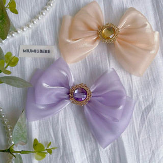 [KN04] Kẹp Tóc Handmade Cho Bé Gái Nơ Đá Vải Voan Hàn
