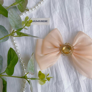 [KN04] Kẹp Tóc Handmade Cho Bé Gái Nơ Đá Vải Voan Hàn