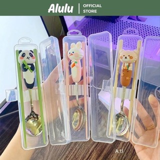 Set Thìa + Đũa Có Hộp Đựng Cho Các Bé , Bộ Đũa Thìa Hoạt Hình Đáng Yêu   Có Thể Quà Tặng Cho Bé Trai Và Bé Gái