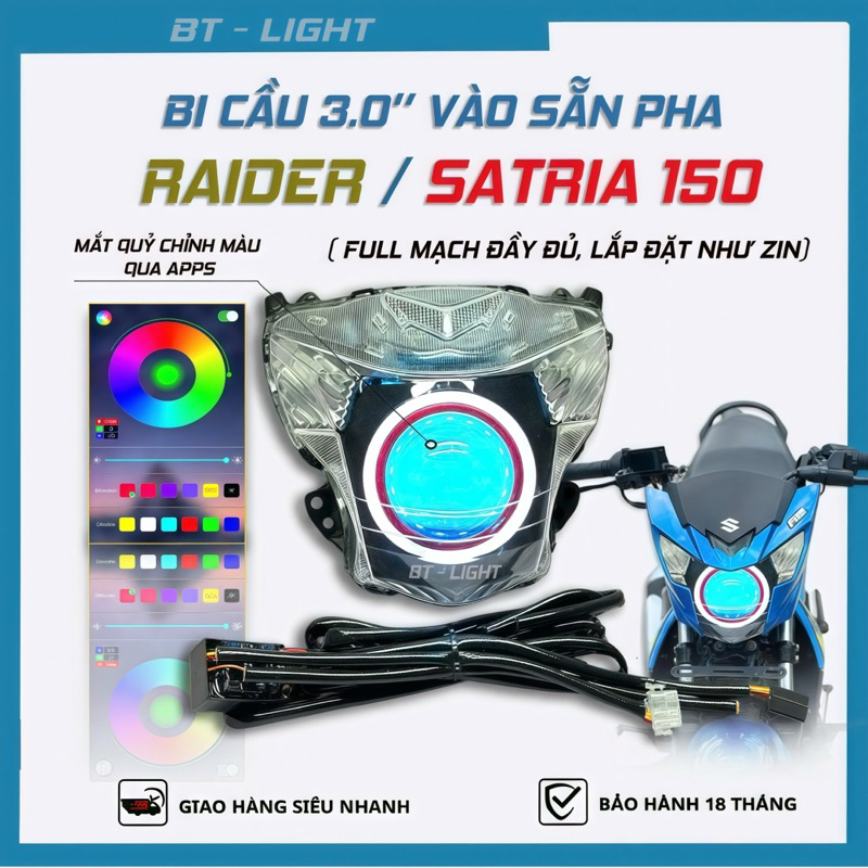 Đèn Pha Bi Cầu MT Light lên pha Raider / Satria 150 Đèn Pha Led ...