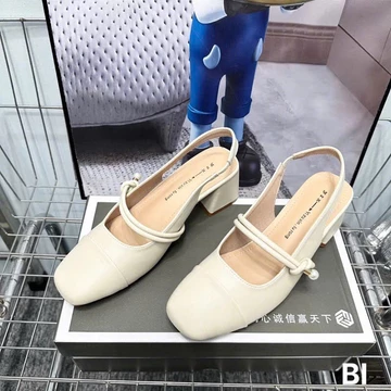 Giày Cao Gót Nữ Sling Giày hở gót - Giày Sandal Cao Gót Nữ Mũi Tròn êm mềm cao 5p quai ngọc cao cấp