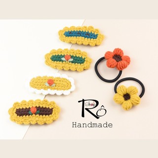 Combo 6 kẹp tóc, cột tóc nhiều màu cho nữ và bé gái 6cm phong cách vintage Hàn Quốc|Shop Rô Handmade