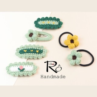 Combo 6 kẹp tóc, cột tóc nhiều màu cho nữ và bé gái 6cm phong cách vintage Hàn Quốc|Shop Rô Handmade