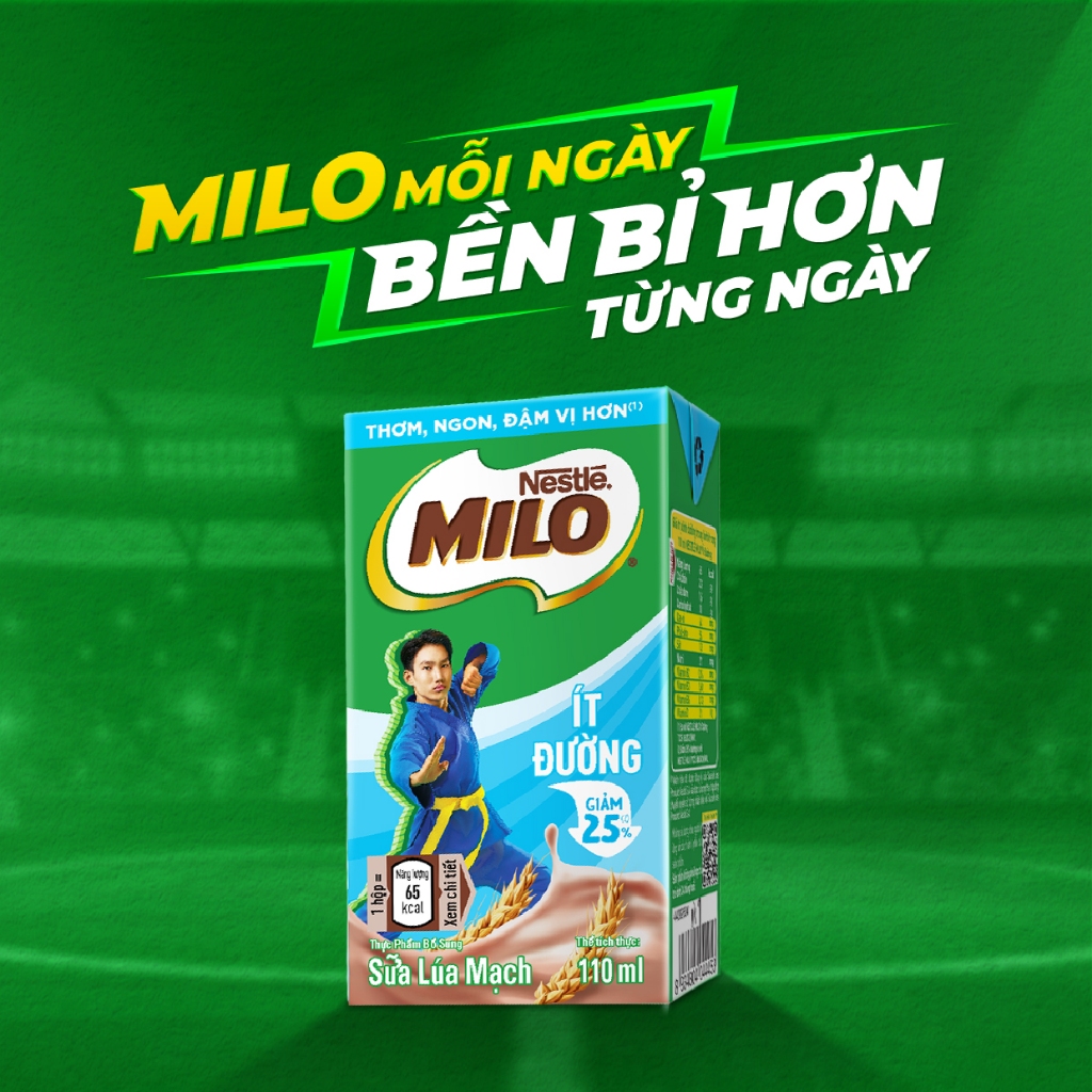 Ảnh Thùng 48 hộp sữa lúa mạch Nestle MILO Ít Đường x 110ml 2