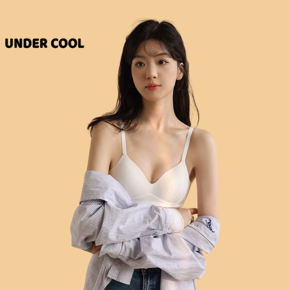 Áo lót nữ đệm mỏng UNDERCOOL không gọng cotton gân tăm ôm nhẹ phù hợp tuổi teen thiết kế vạt chéo AL67