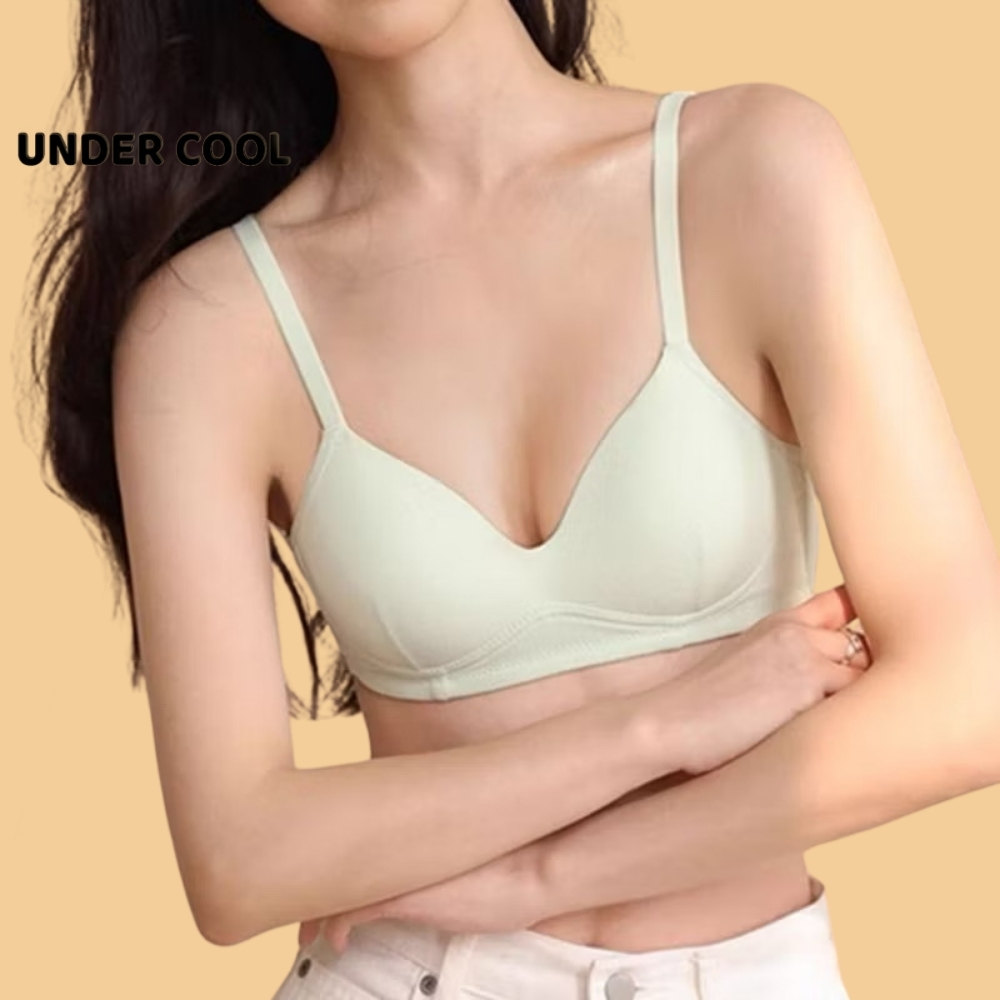 Áo lót nữ đệm mỏng UNDERCOOL không gọng cotton gân tăm ôm nhẹ phù hợp tuổi teen thiết kế vạt chéo AL67